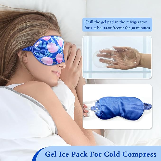 Bundle of CONBELLA 2PCS Adorable Cooling Eye Mask Gel Eye Mask, Reusable Hot Cold Therapy and Cooling Eye Mask, Gel Eye Mask for Dark Circles, Migraines, Eye Surgery, Warm Compress for Eyes