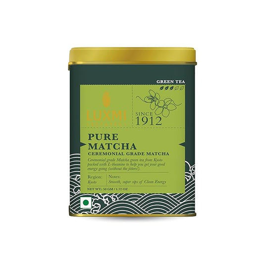 Luxmi Estates - Pure Matcha - Ceremonial Grade Matcha Powder - 50g | Organic, Stone-Ground Matcha Tea, Rich in Antioxidants | Authentic Zen Tea Experience