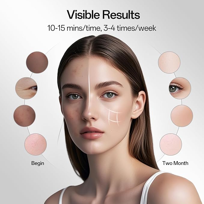 Red Light Mask for Face and Neck - Facial Skin Care Device, Portable, Lightweight, Rechargeable and Ergonomic Design for Home (White)