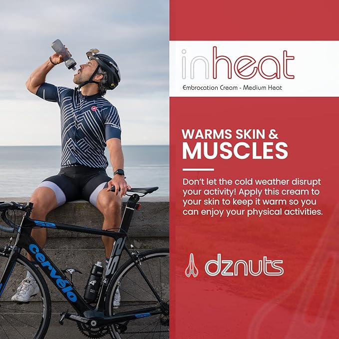 InHeat Embrocation Cream - Anti-Grime Adhesion for Cooler Days, Weather-Proof Film, Warms and Soothes Skin and Muscles - Medium - 6 oz Tube