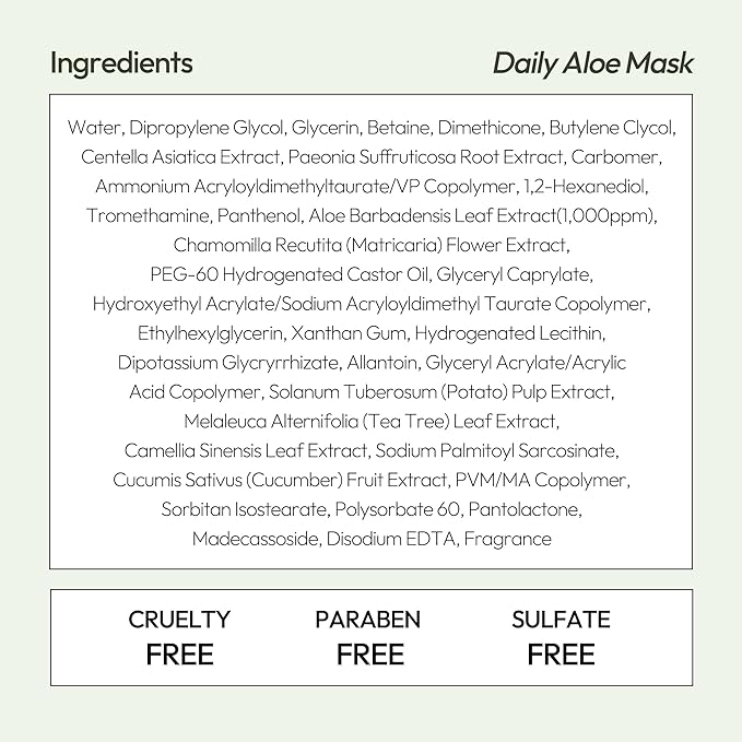 LAPCOS Aloe Sheet Mask, Daily Face Mask with Cucumber and Aloe Gel to Calm and Moisturize Skin, Korean Beauty Favorite, 5-Pack