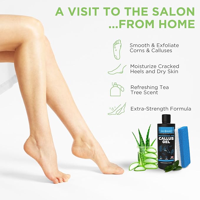 Callus Remover Gel – Professional Foot Callus Removal for Smooth Feet & Cracked Heels – Extra Strength Callus Gel with Pumice Stone – 8oz, Made in USA