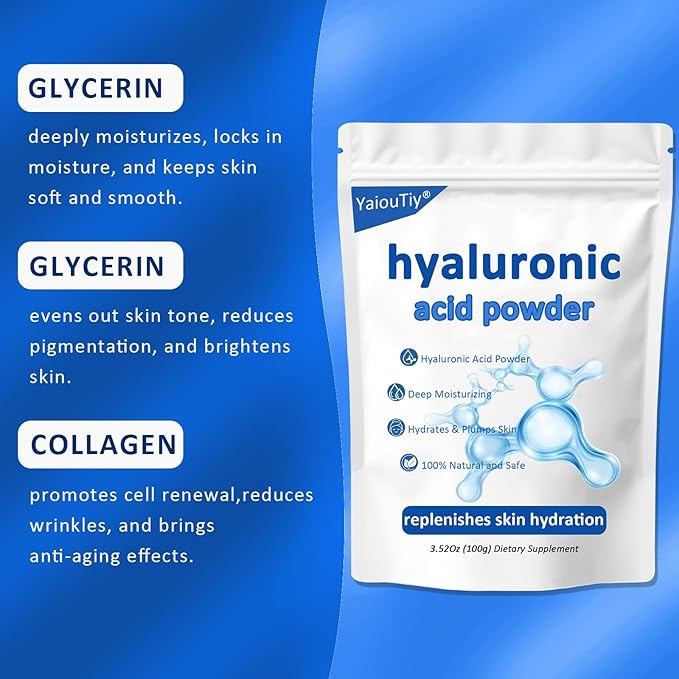 Hyaluronic Acid Powder – Ultra-Low Molecular Weight for Deep Skin Hydration | DIY Serums, Creams & Skincare