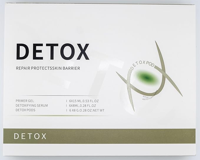 Detox - OxyGeneo Oxygen Facial CO2 Therapy Machine, Geneo Type Pods, Home Facial, 6 Pods + 6 Primer Gel + 6 Detoxifying Serum After Treatment (NEW FORMULA less foam)