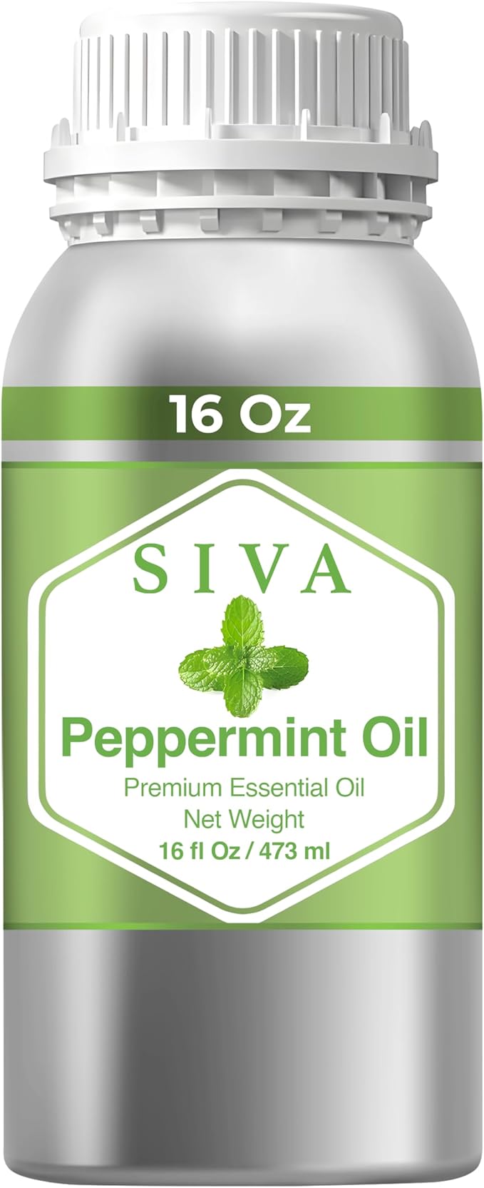 Siva Peppermint Essential Oil - 16 Fl Oz – Natural Peppermint Oil - for Diffuser, Face, Skin Care, Aromatherapy, Hair Care, Scalp and Body Massage