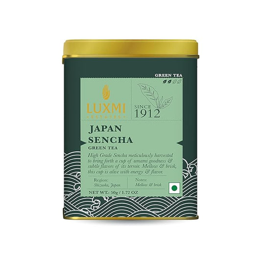 Luxmi Estates - Japanese Sencha Green Tea - 50g (25 cups) | Authentic Japanese Sencha Tea by First Leaves | Mild, Rich & Refreshing Premium Tea