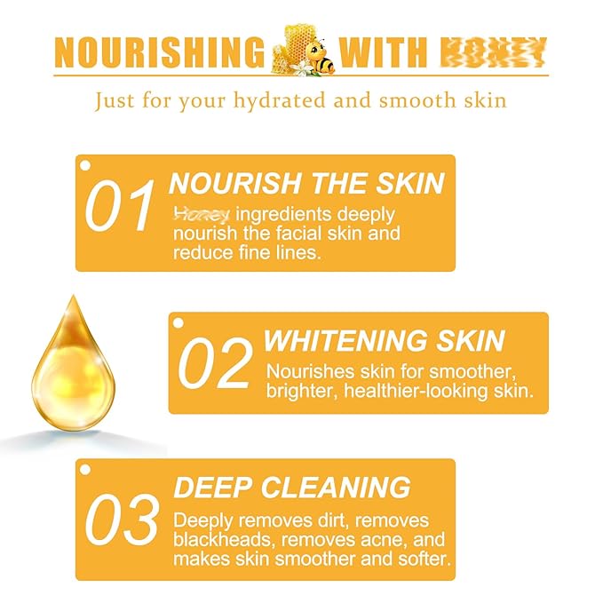 Glowtulip Honey Tearing Mask, Blackhead Control Honey Peel Mask for Face,Face Deep Cleasing & Moisturizing Mask,For All Skin (2PC)