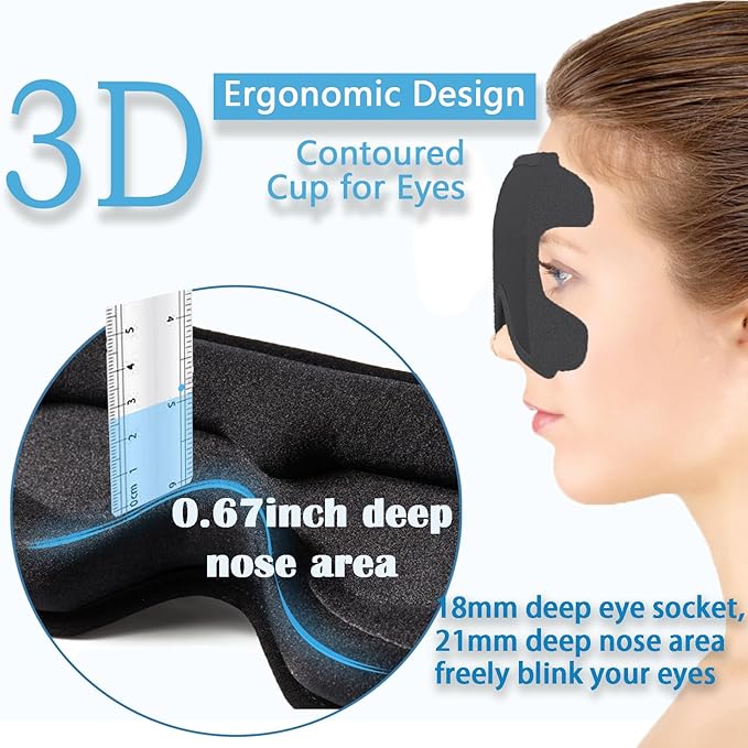 Eye Mask for Lash Extensions, Sleep Mask for Lash Extensions, Zero Eye Pressure 3D Contoured Lash Extension Sleep Mask