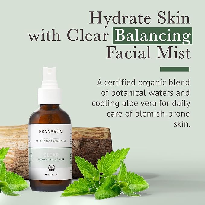 Facial Mist (4oz / 120ml) - 100% Pure & Natural Essential Oil Facial Mist for Dry Skin Hydration & Toning (Clear (Oily Skin))