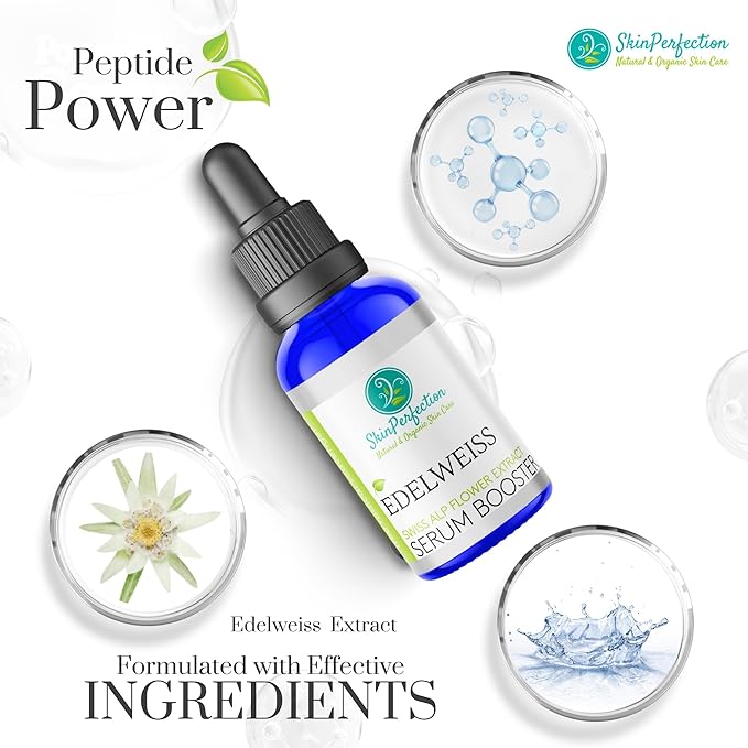 Skin Perfection Edelweiss Natural Derived Plant Antioxidant Extract Potent Anti-Aging Vitamin C Hydration Younger-Looking Skin Easy Add Dropper Make Your Own Skincare Hair Lotion Supplies