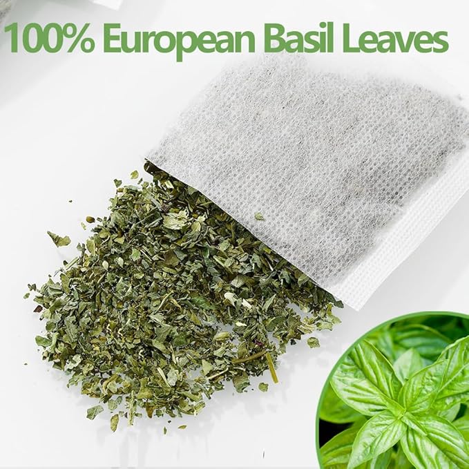 Premium 50 Holy Basil Tea Bags, Made with 100% Natural Tulsi Wild Holy Basil Leaves, No Additives & Caffeine Free.