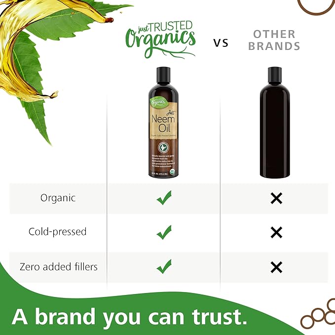 Organic Neem Oil, 100% Pure, Cold Pressed 16 Fluid Ounces