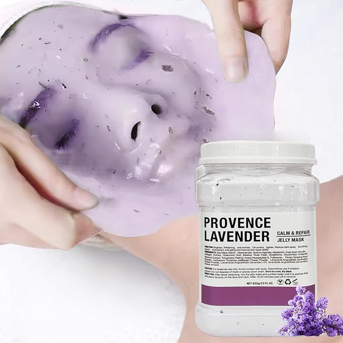 Jelly Mask for Facials Professional Natural Gel Face Masks, Hyaluronic acid Hydrating Rubber Mask Jar Face Mask SkinCare 23 Fl Oz (Lavender)