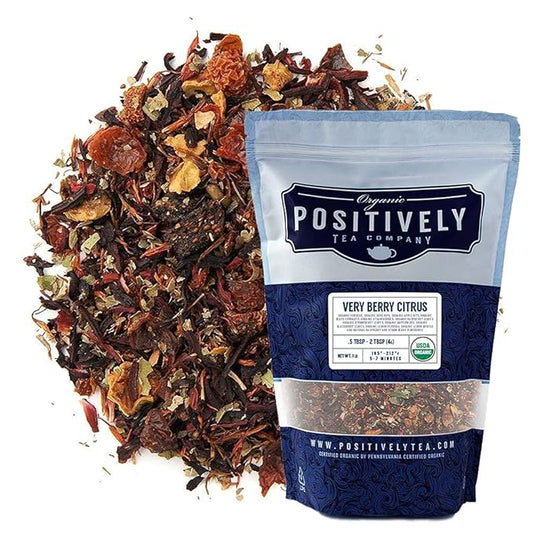 Organic Positively Tea Company, Very Berry Citrus, Herbal Tea, Loose Leaf, 16 Ounce