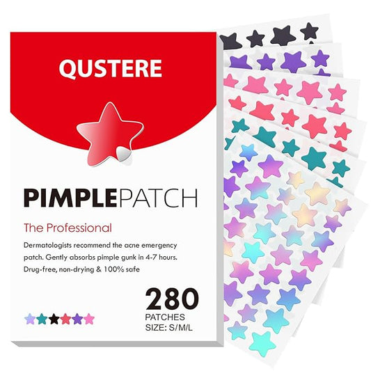 Pimple Patches for Face, Hydrocolloid Acne Patches, Cute Star Zit Covers for Face, Colorful Spot Stickers with Tea Tree, Salicylic Acid & Cica Oil| 3 Sizes (10mm, 12mm & 14mm) |280 Count