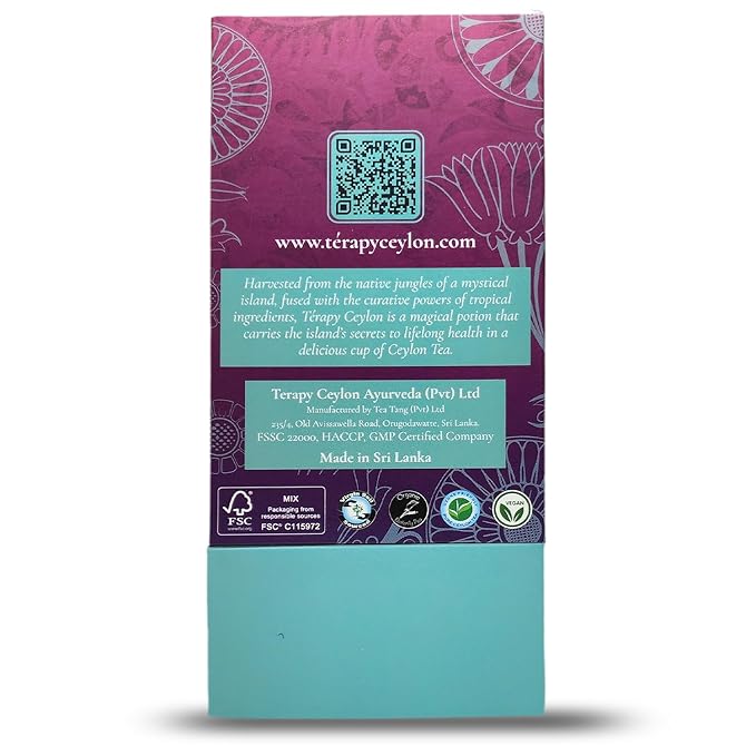 Térapy Ceylon Youthful Glow Herbal Tea Bags | Helps Maintain Healthy Skin and Hair | 100% Natural Blue Butterfly Peas, Licorice Root, Green Tea & More | Individually Wrapped Organic Tea Bags |18 Count
