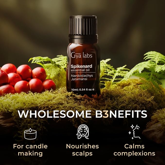 Gya Labs Spikenard Essential Oil for Diffuser - 0.34 Fl Oz - 100% Pure Natural Spikenard Oil for Skin, Hair, Aromatherapy & Candle Making - Warm Spicy Yet Sweet Scent