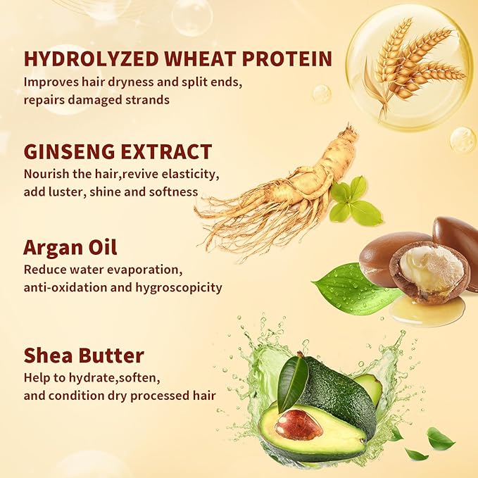 Bablabear Hair Mask Treatment for Dry Damaged Colored Hair and Brown Hair Dye Shampoo 3 in 1 Bundle Set