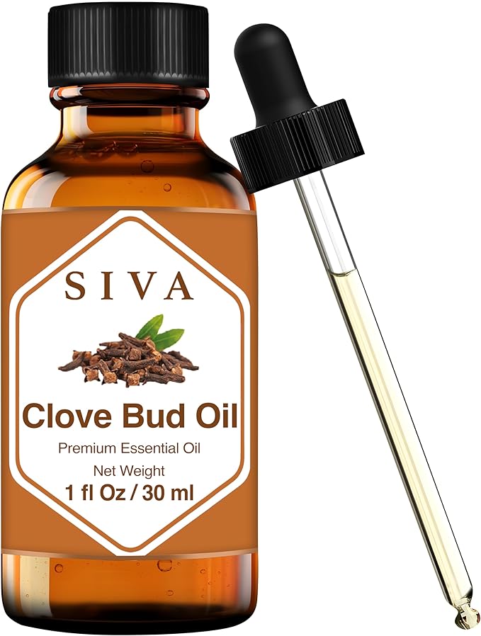 SIVA Clove Bud Essential Oil - 1 Fl Oz – Natural Clove Bud Oil - for Diffuser, Face, Skin Care, Aromatherapy, Hair Care, Scalp and Body Massage - with Dropper