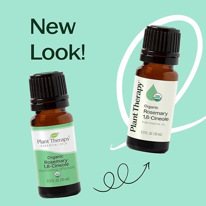 Plant Therapy Organic Rosemary Essential Oil 100% Pure, USDA Certified Organic, Undiluted, Natural Aromatherapy, Therapeutic Grade 10 mL (1/3 oz)