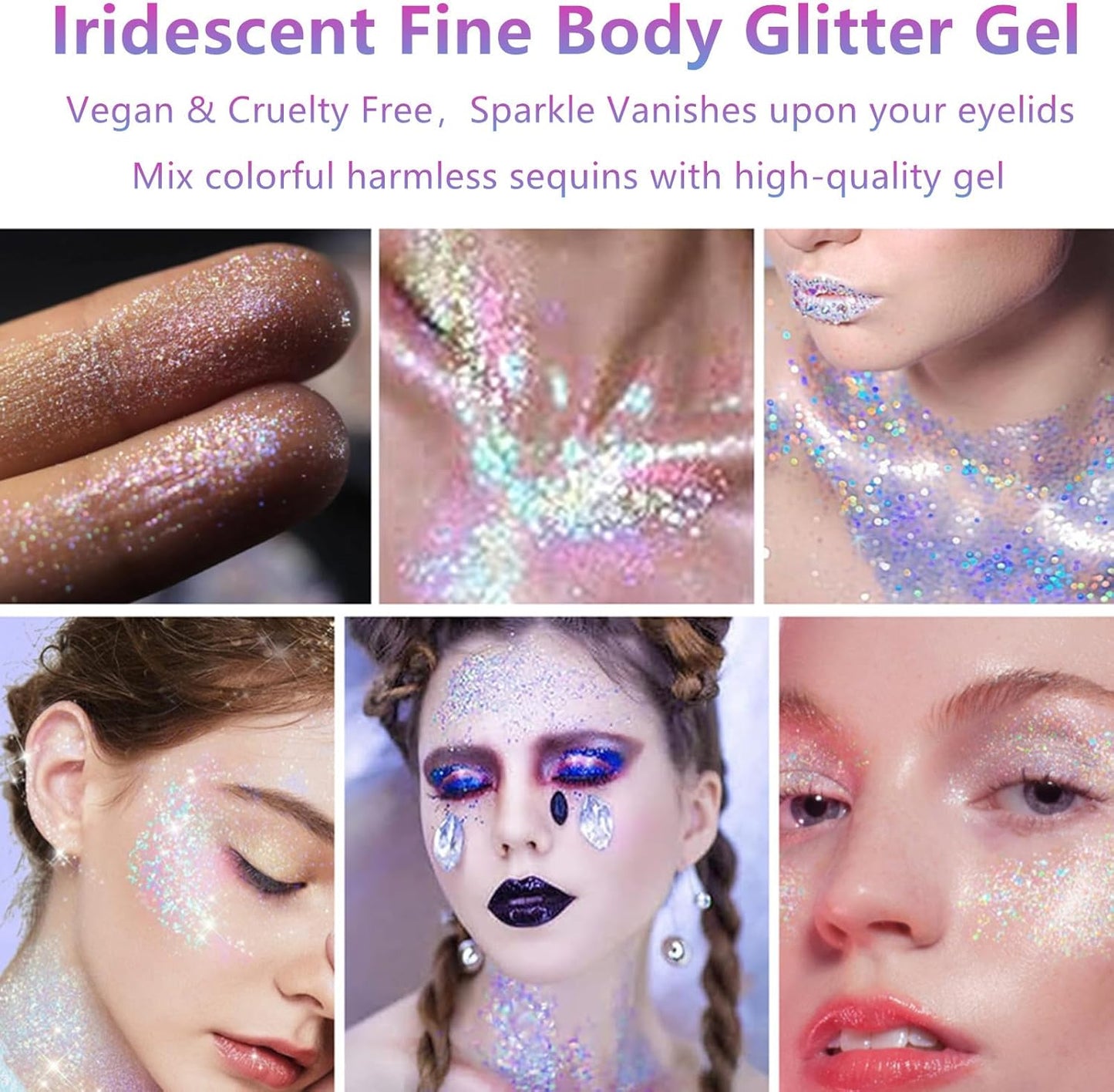 Go Ho Chameleon Purple Body Glitter Gel,Color Changing Purple Face Glitter,Holographic Fine Chunky Sequins Glitters,Reflective Sparkly Festival Rave Accessories