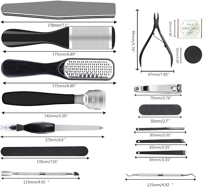 Professional Pedicure Kit, 36 in 1 Stainless Steel Foot Care Kit Foot Rasp Dead Skin Remover for Home & Salon Care, Filer