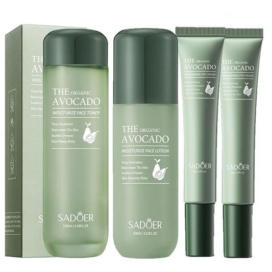 Avocado Facial Skin Care Sets & Kits, 4 pcs Skin Care Routine Kit For women, Skincare Products Set with Toner, Lotion, Eye Cream, Hydrating Skincare set for all skin types, Anti Aging facial kit.