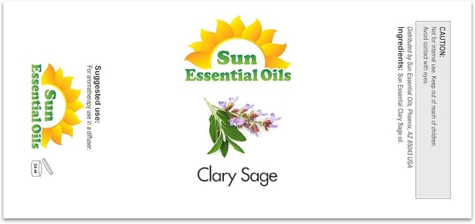 Sun Essential Oils Clary Sage Essential Oil 4oz - Clary Sage Aromatherapy Oil