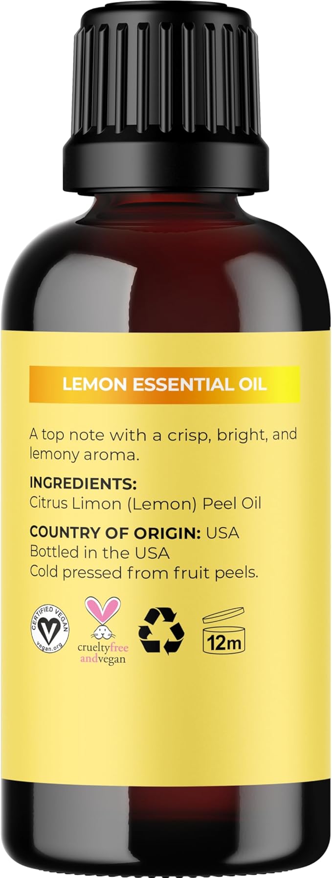 Pure Lemon Essential Oil - Invigorating Lemon Oil for Diffuser Aromatherapy Cleaning & Beauty DIYs for Hair Skin & Nails - Premium Grade Vegan Non-GMO in Glass Bottle for Aromatherapy & Wellness