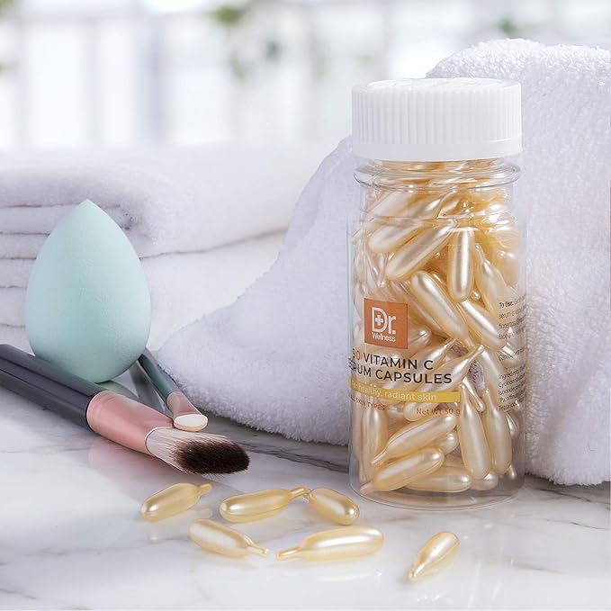 Dr. Wellness Moisturizing, Serum Capsules with Vitamin C, For Glowing, Radiant Skin, 90 Capsules