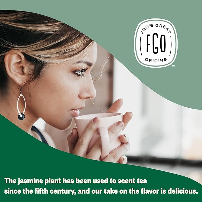 FGO Organic Jasmine Pearl Green Tea, Four Ounce, Loose Leaf, Resealable Bag, Packaging May Vary (Pack of 1)