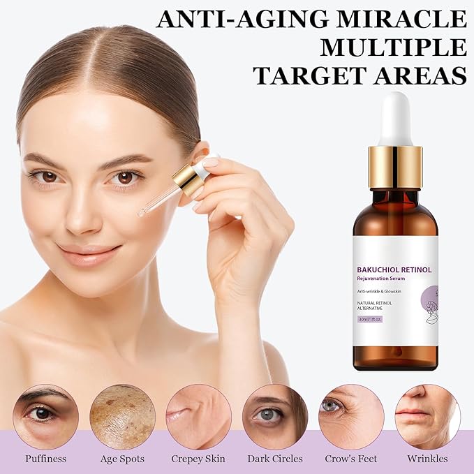 Venature Bakuchiol Retinol Rejuvenation Serum, Retinol & Vitamin for Wrinkles Bakuchiol Retinol Face Serum Korean, Retinol Serum for Wrinkles (2Pcs)