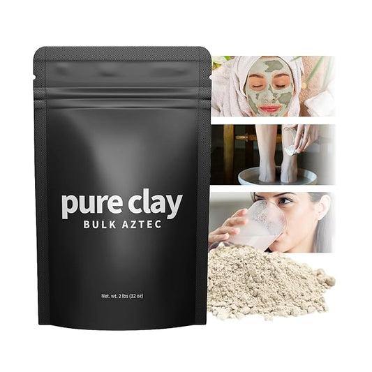 Organic Calcium Bentonite Clay Powder Bulk Bag (32oz), Aztec Drink Powder, Food Grade, Full Body Mask, Indian Healing Clay
