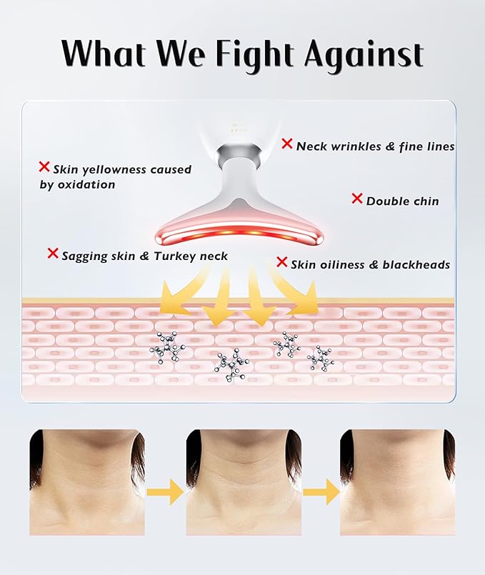 Red-Light-Therapy-for-Face and Neck, Red Light Therapy Wand, 7 Color Led Face Neck Massager for Skin Care, White