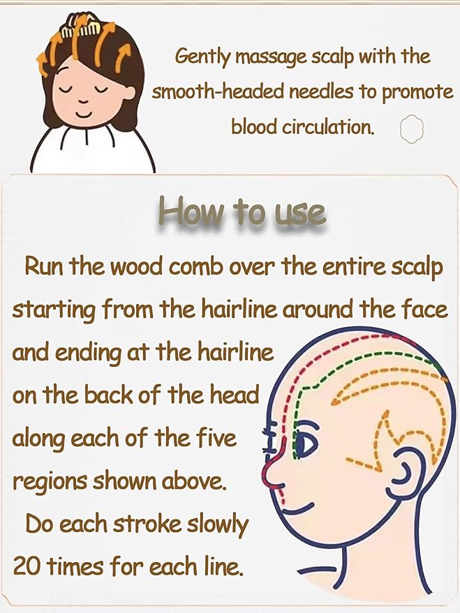 Wooden Scalp Massager - Green Sandalwood Wide Tooth Wood Therapy Massage Tool for Head Relaxation, Stress Relief & Hair Health (Funny Spa Gifts)