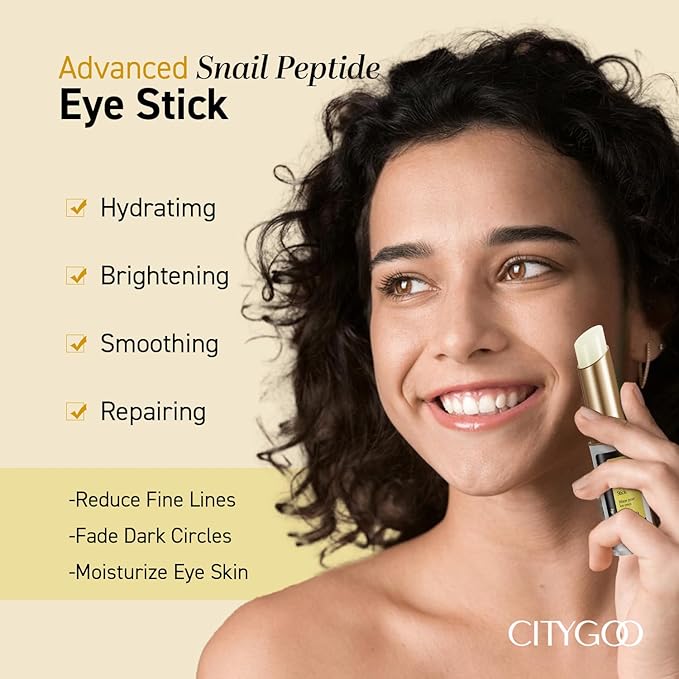 CITYGOO Eye Cream For Dark Circles: Eye Puffiness Under Eye Bags Treatment - Anti-Wrinkle (Snail Eye Stick 1 Count)
