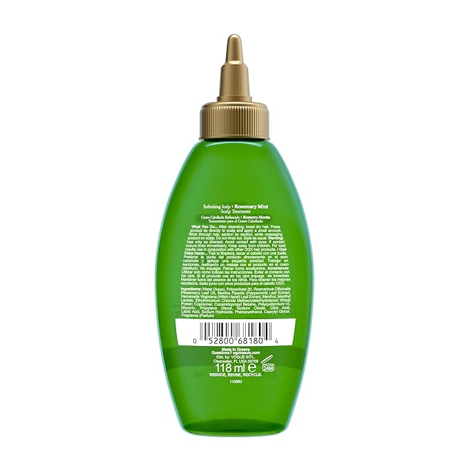 OGX Extra Strength Refreshing Scalp + Rosemary Mint, Refreshing to Help Remove Scalp Buildup, Minty Leave-In Dry for Shiny Hair, 4 fl. Oz