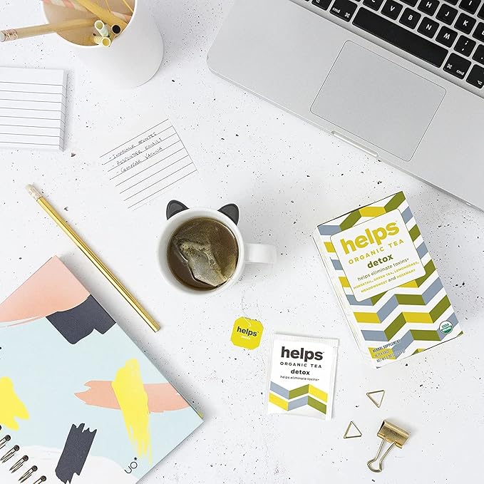 HELPS TEAS | Helps Detox Tea | Organic herbal blend of Horsetail, Green Tea, Herbal Lemon, Ulmaria and Rosemary that facilitate naturally our detox and depurative process | 16 Tea Bags - Pack of 3|