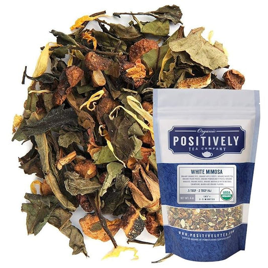 Organic Positively Tea Company, White Mimosa White Tea, Loose Leaf, 4 Ounce