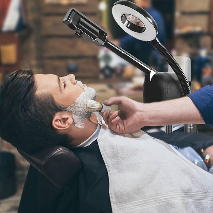 Professional Facial Steamer 2 in1 Steamer for Face 5X LED Magnifying Lamp Facial Steamer for Esthetician Beauty Face Equipment Use at Home or Salon（Black）