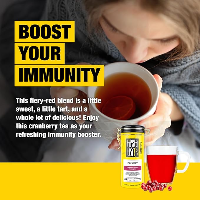 Tiesta Tea - Fireberry Cranberry Hibiscus Rooibos Tea | Loose Leaf | Premium Non-Caffeinated Rooibos Blend | Make Hot or Iced & Brews Up to 50 Cups | 30oz Refillable Tin, Pack of 6