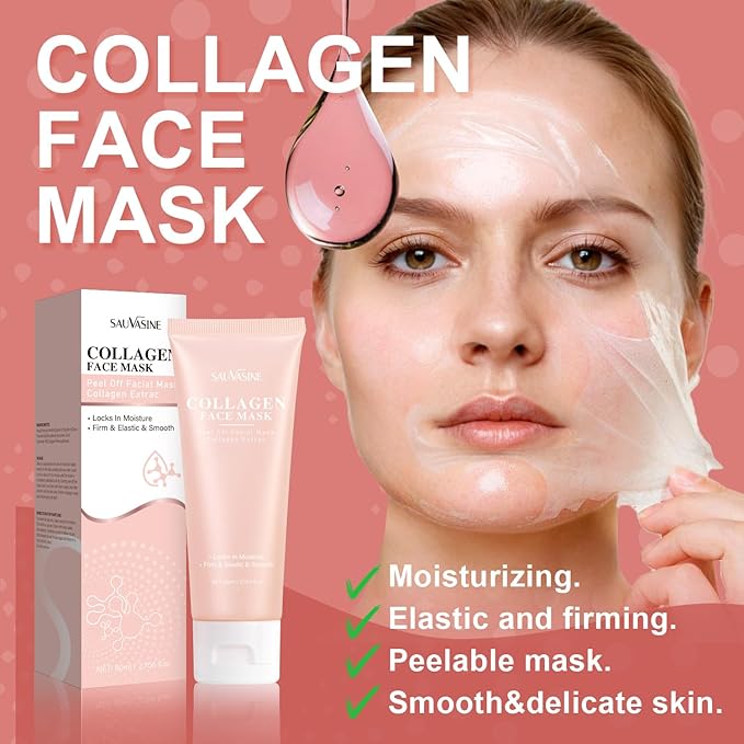 Collagen Wrapping Peel-Off Mask Overnight, Collagen Night Wrapping Face Mask, Hydrates & Firming Face Mask for Moisturizing & Tightening, Glowing Skin