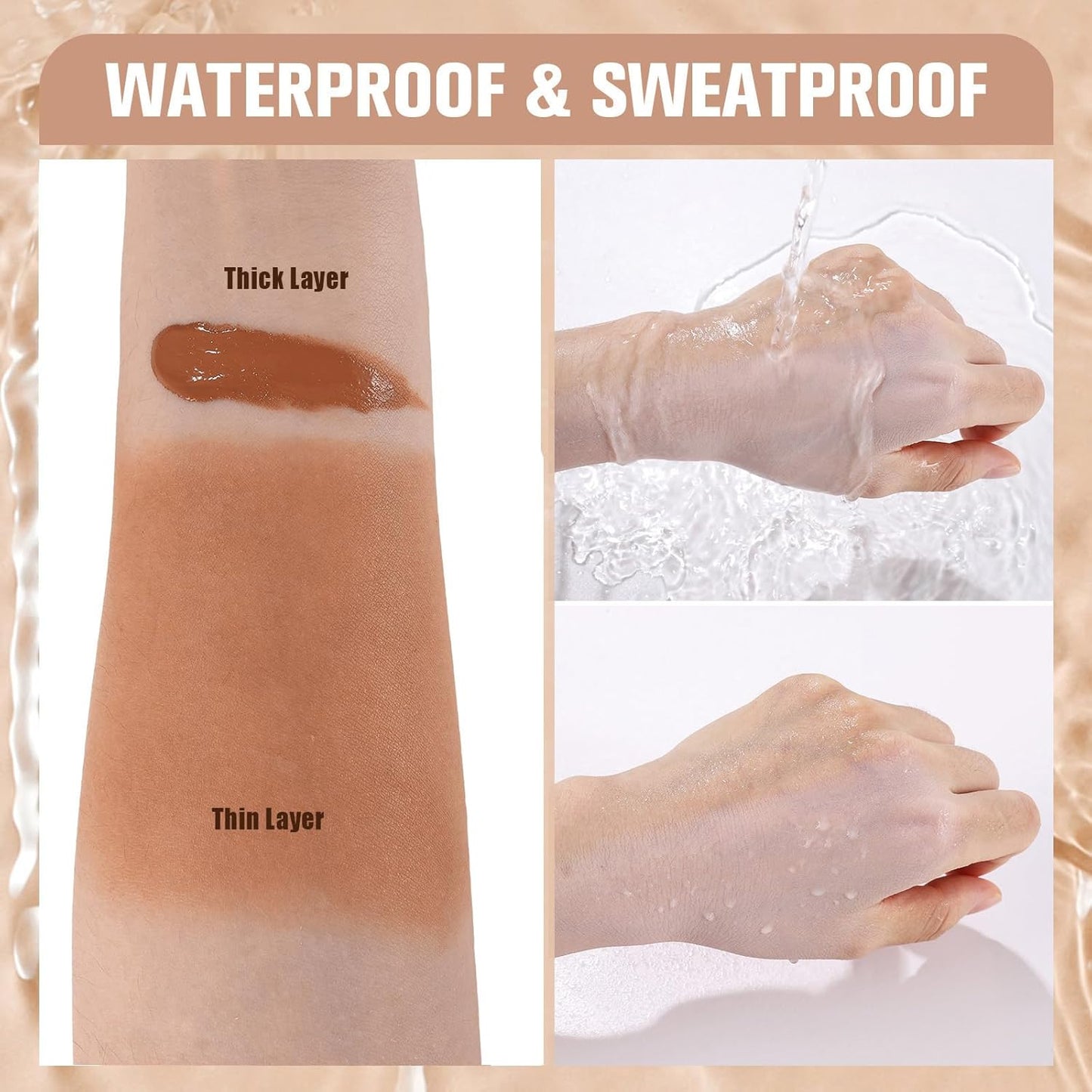 UCANBE Matte Liquid Foundation with Brush, Skincare Serum Foundation Face Makeup with Hyaluronic Acid, Medium to Full Coverage Waterproof Oil Control Longwear, for Mature Skin, Coconut, 1 fl. oz.