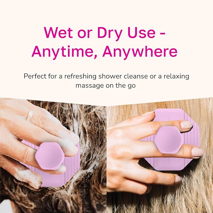 Silicone Scalp Scrubber - Massage Shampoo Brush, Soft Bristles for Hair Growth & Dandruff Removal - Ergonomic Design, Wet & Dry Use, Deep Cleansing Scalp Exfoliator for All Hair Types - Pink