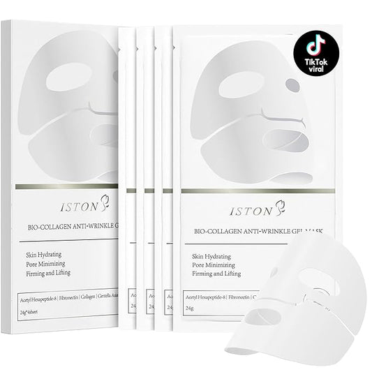 ISTON 4-Pack Collagen Face Mask,4 Pack Hydrating Face Masks for Glass Skin-Overnight Face Masks Skincare | Anti-Wrinkle,Firming,Pore Minimizing,Elasticity | TikTok Trend Items Skin Care