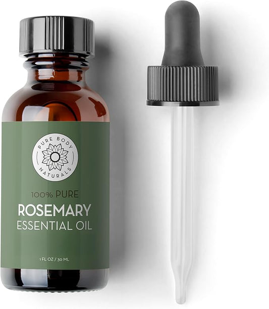 Pure Body Naturals - 100% Pure Rosemary Essential Oil, Steam-Distilled for Aromatherapy, Scalp Massage & DIY Blends, 1 Fl Oz