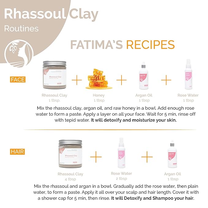 Fatima's Garden Rhassoul Clay with Argan & Eucalyptus - Detox & Soften, 425g