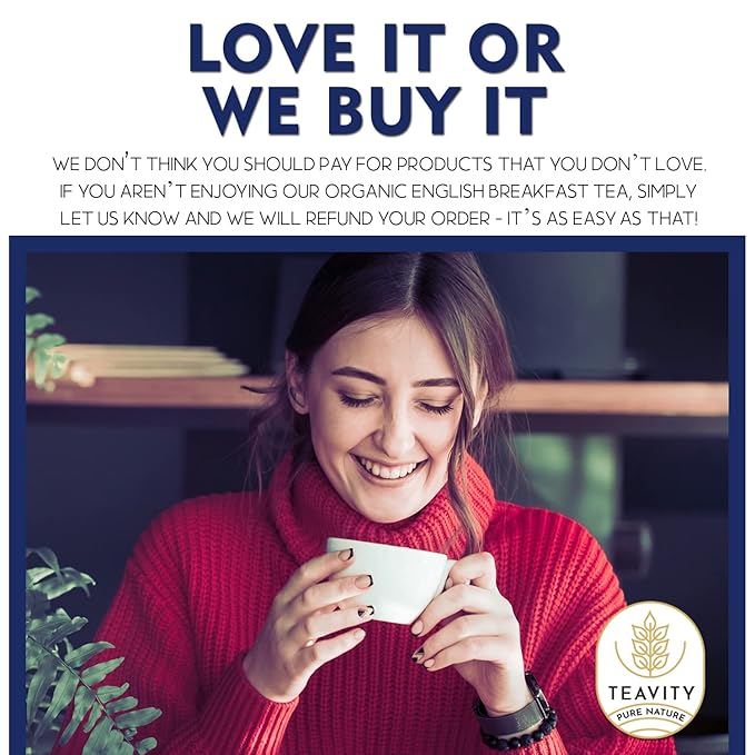 Organic English Breakfast Tea Pods for Keurig - Naturally Caffeinated Unsweetened Black Tea Pods by Teavity (12 Tea Pods)