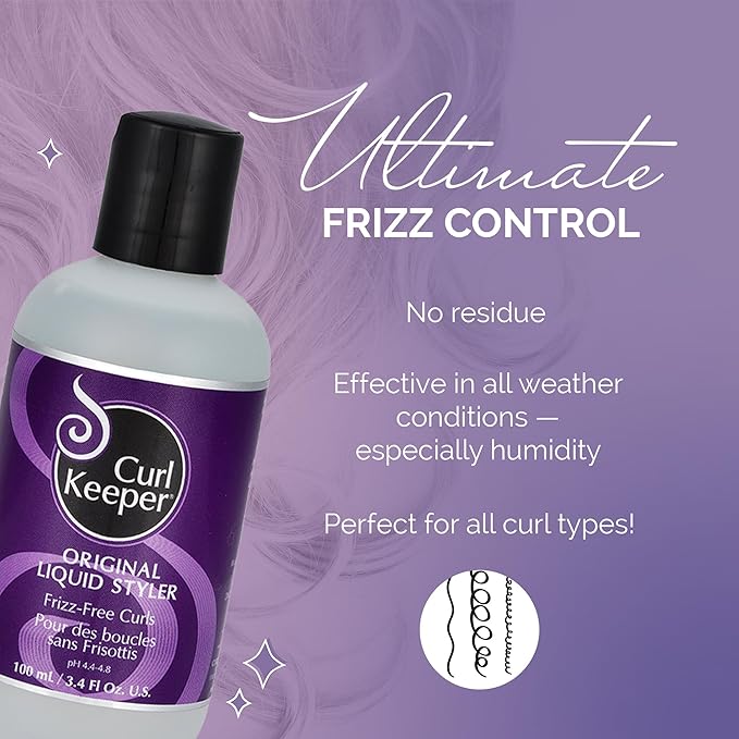 Original Curl Keeper Anti-Frizz Curl Defining Hair Styler (3 Oz) - Lightweight Curl Definer Liquid Gel for All Weather Conditions - Wavy & Curly Hair Products for Women (Cream Alternative)