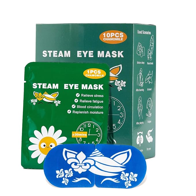 steam Eye mask for Dry Eyes,self-Heating Eye mask for Sleeping,SPA,Relief Stress and Eye Fatigue (10 pcs, Chamomile)